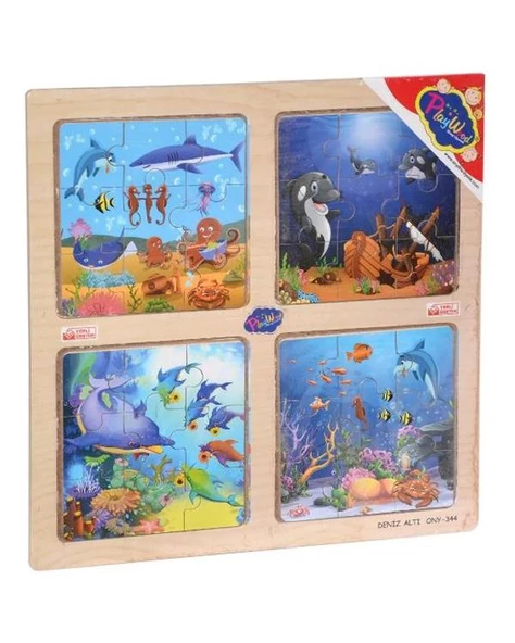 Playwood Ahşap Eğitici 4 lü Puzzle Deniz Altı Ony344 ürün görseli 1
