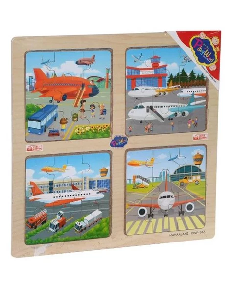Playwood Ahşap Eğitici 4lü Puzzle Havaalanı Ony346 ürün görseli 1