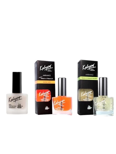 Kalyon Tırnak Sertleştirici+Tırnak Bakım Yağı+Tırnak Eti Peeling 3'Lü Set ürün görseli 1