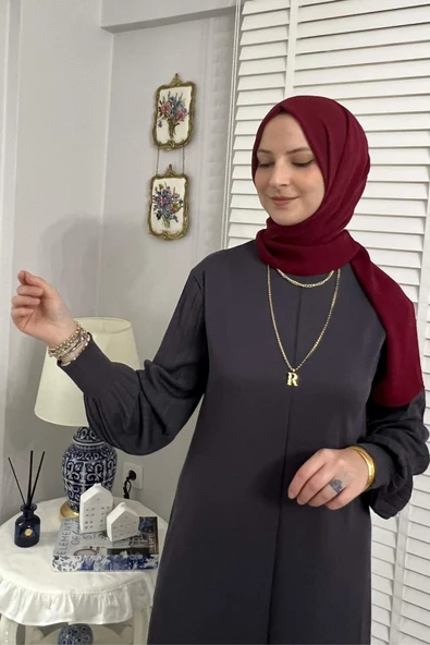 Ecem Antrasit Triko Elbise - Resim 4