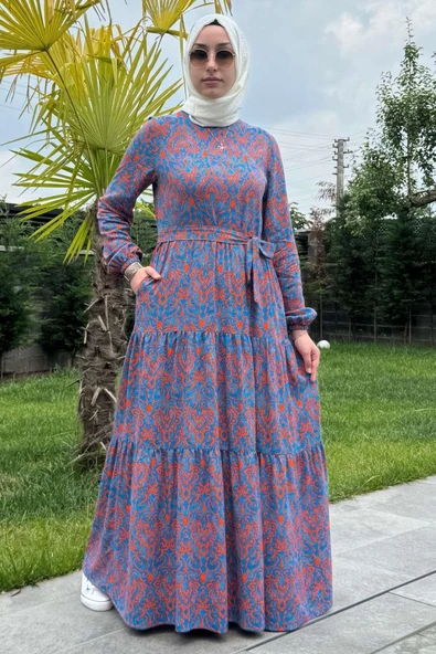 Betül Turuncu Elbise - Resim 5