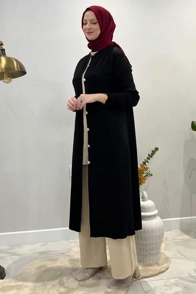 Manolya Siyah Triko Hırka - Resim 5