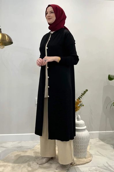 Manolya Siyah Triko Hırka - Resim 4