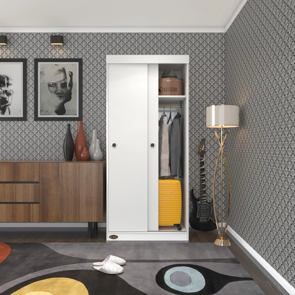 Kenzlife gardırop sürgülü kapaklı kapılı karanfil080 byz gardolap dolap ürün görseli 1