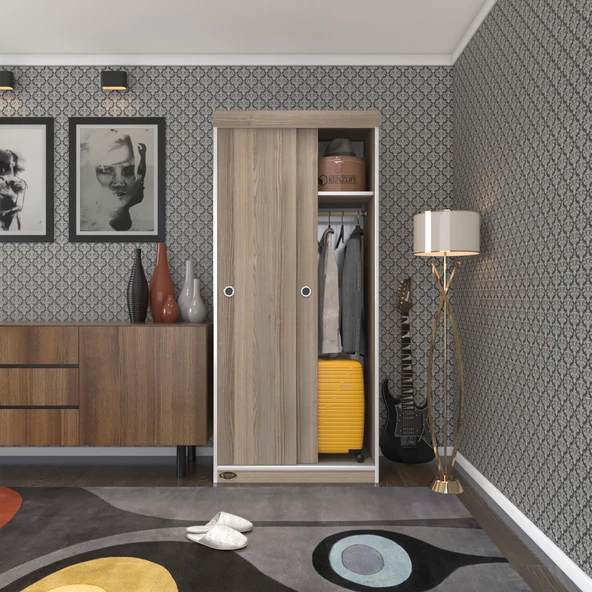 Kenzlife gardırop sürgülü kapaklı kapılı karanfil080 crd gardolap dolap ürün görseli 1
