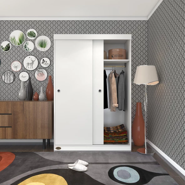 Kenzlife gardırop sürgülü kapaklı kapılı karanfil120 byz gardolap dolap ürün görseli 1