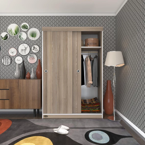 Kenzlife gardırop sürgülü kapaklı kapılı karanfil120 crd gardolap dolap ürün görseli 1