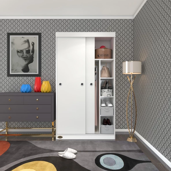 Kenzlife gardırop sürgülü kapaklı kapılı 100 papatya byz gardolap dolap ürün görseli 1