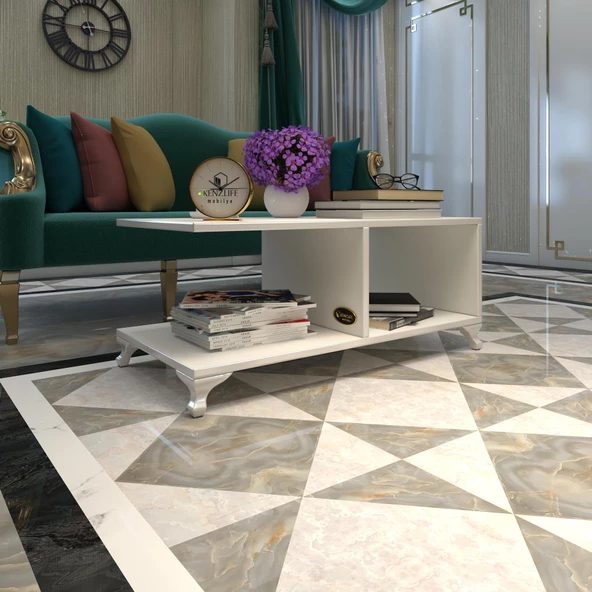 Kenzlife orta salon sehpası kazablanka byz 038*090*45 sofra çiçeklik ürün görseli 1