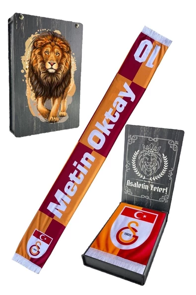 Galatasaray Orijinal Metin Oktay Atkı Hediyelik Ahşap Kutulu ürün görseli 1