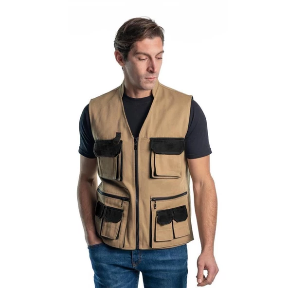 Şensel, Çok Cepli Yelek, Bej-Siyah -118E1357- Dört Mevsim-Vest ürün görseli 1