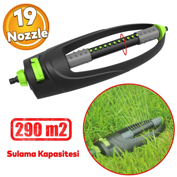 Tablalı Hareketli Çok Fonksiyonlu Su Fıskiyesi 19 Nozzle Dönerli Bahçe Çim Sulama Aparatı Plastik ürün görseli 1