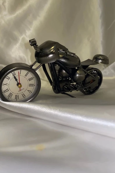 Motor Metal Saat El Yapımı Biblo Kalemlik Motosiklet Yarış Motoru ürün görseli 1