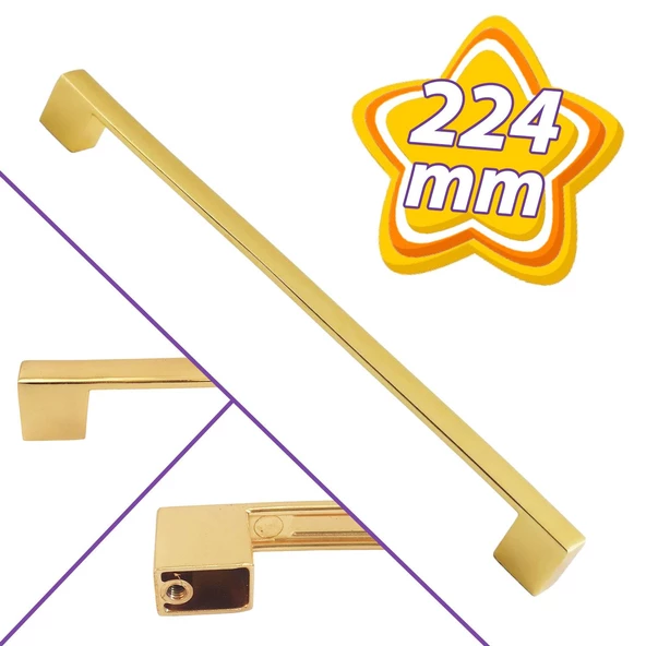 Marmara Kulp 224 mm Altın Mutfak Kulpu Çekmece Dolap Kapak Kulbu Metal  Mobilya Dolabı Kulpları ürün görseli 1