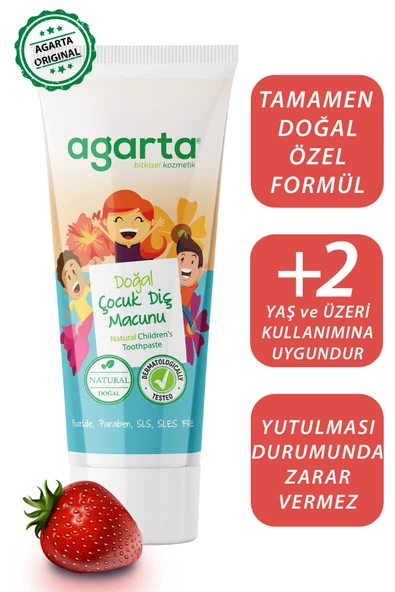 Agarta Doğal Florürsüz Çocuk Florürsüz Diş Macunu Çilekli 75 ml (3 Adet) ürün görseli 1