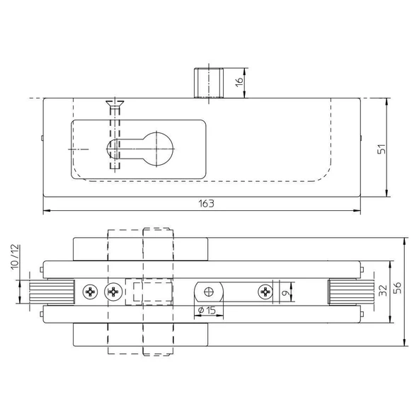 Geze UNIVERSAL US 50-RD Cam Kapı Orta Kilit - Resim 2