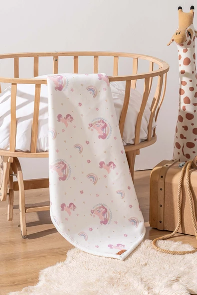Rivaİstanbul Fluffy Bebek Battaniyesi 70x100 Cm Unıcorn Desen ürün görseli 1
