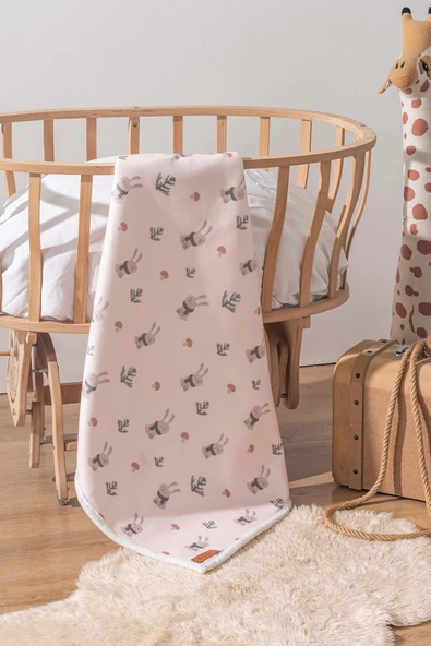 Rivaİstanbul Fluffy Bebek Battaniyesi 70x100 Cm Tavşan Desen ürün görseli 1