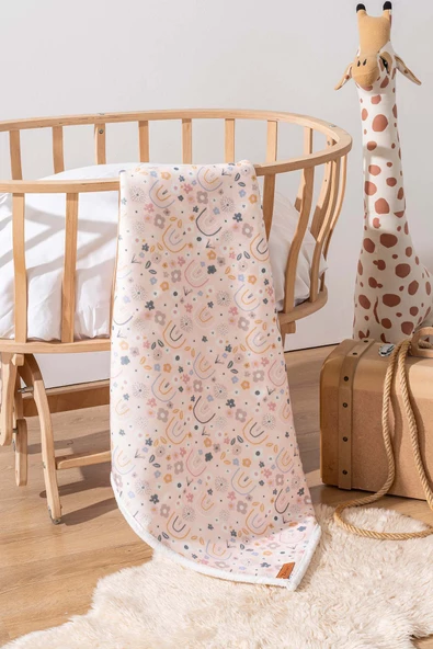 Rivaİstanbul Fluffy Bebek Battaniyesi 70x100 Cm Gökkuşağı Desen ürün görseli 1