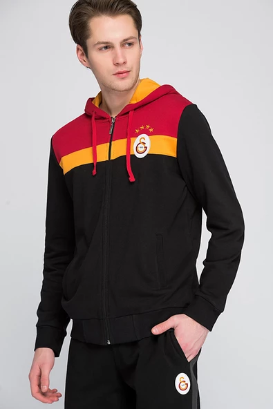 Galatasaray Orijinal Sweat Kapüşonlu Fermuarlı Siyah Sweat ürün görseli 1