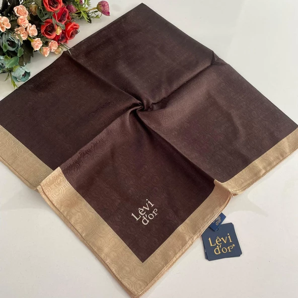 Levidor Premium Monogram Eşarp Kahve GX0207 ürün görseli 1