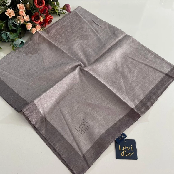 Levidor Premium Monogram Eşarp Açık Gri2 GX0215 ürün görseli 1