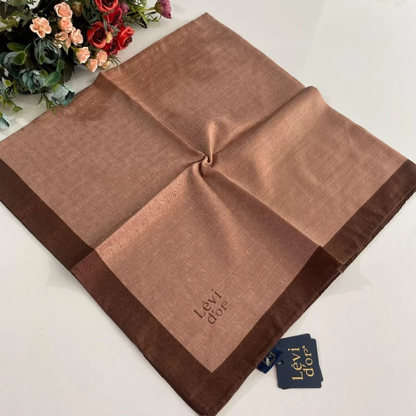 Levidor Premium Monogram Eşarp Gül Kurusu-Kahve GX0219 ürün görseli 1