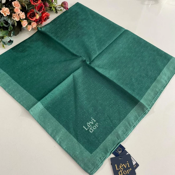 Levidor Premium Monogram Eşarp Koyu Yeşil GX0223 ürün görseli 1