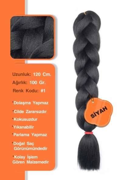 Afrika Zenci Örgüsü Rasta Ve Box Braid için Sentetik Saç - Siyah ürün görseli 1