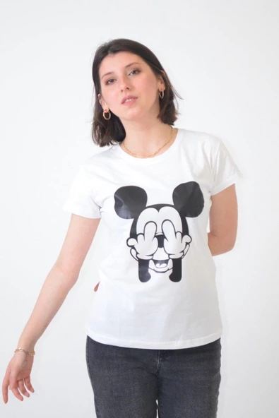 Bisiklet Yaka Baskılı T-Shirt 8735 - Resim 3