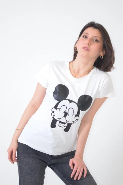 Bisiklet Yaka Baskılı T-Shirt 8735 - Resim 2