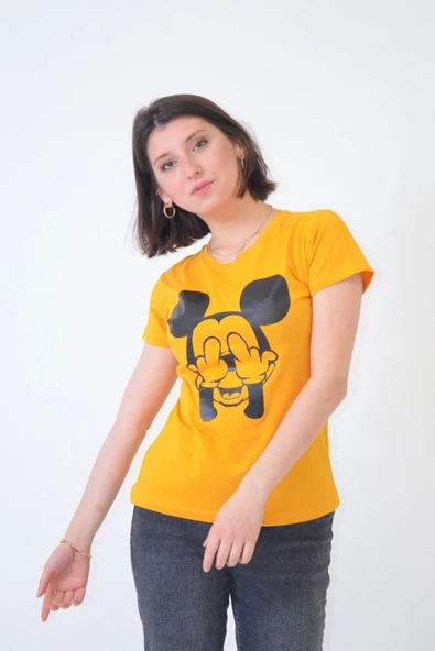 Bisiklet Yaka Baskılı T-Shirt 8735 ürün görseli 1