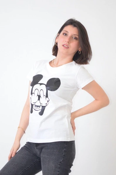 Bisiklet Yaka Baskılı T-Shirt 8735 - Resim 4