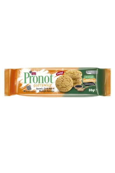 Eti Pronot Glutensiz Mahlepli Çörekotlu ve Susamlı Kurabiye 80g x 12 Adet ürün görseli 1