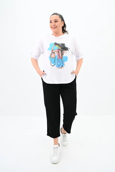 Kadın Büyük Beden Oversize T-shirt Takım 8104-24 ürün görseli 1
