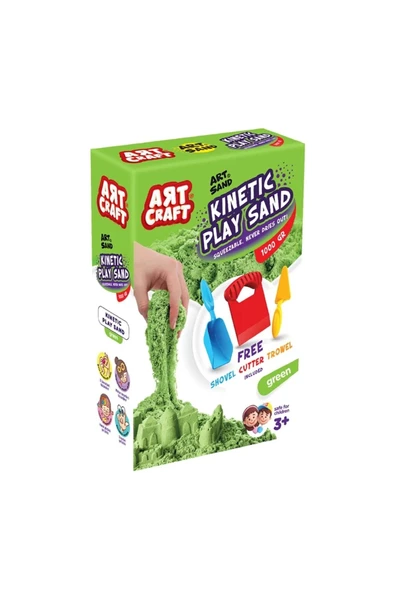 Aksesuarlı Yeşil Kinetik Oyun Kumu (1000 gr.) - Art Craft Kinetik Kum Seti - Art Sand Kumu ürün görseli 1