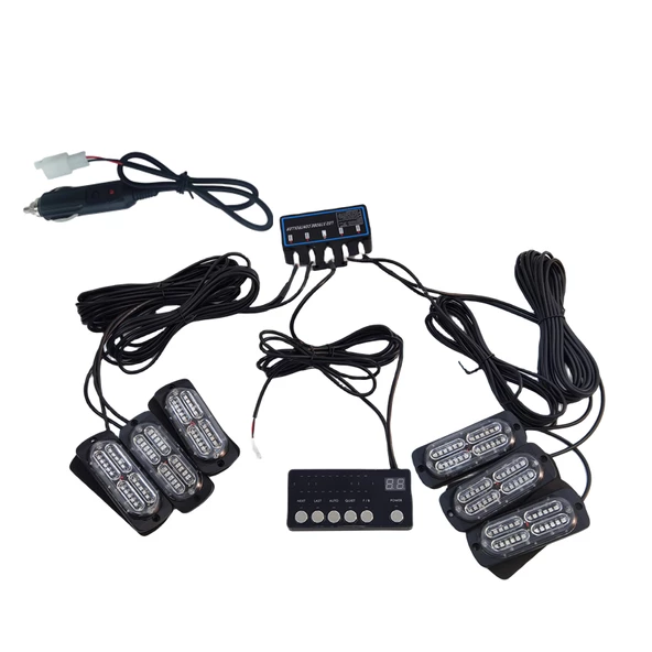 17 fonksiyonlu çakar lamba 12-30v 24 led 6 adet kırmızı*mavi set / LAPA549 ürün görseli 1