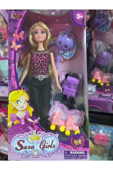 Aksesuarlı Patenci Pembeli Bebek 29 Cm - Mavi Su Dünyası ürün görseli 1