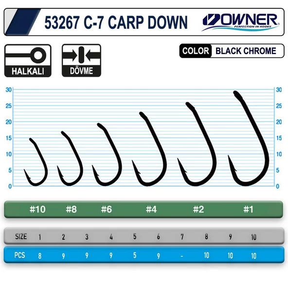 Owner 53267 C-7 Carp Down Black Chrome Sazan İğnesi - Resim 2