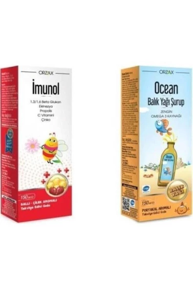 Ocean Balık Yağı Şurubu Portakal Aromalı 150ml + Imunol Şurup 150ml ürün görseli 1