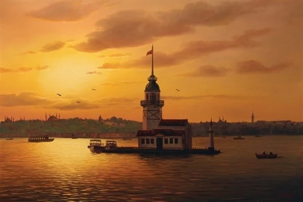 Üsküdar'da Akşamüstü - Kanvas Tablo - Resim 2