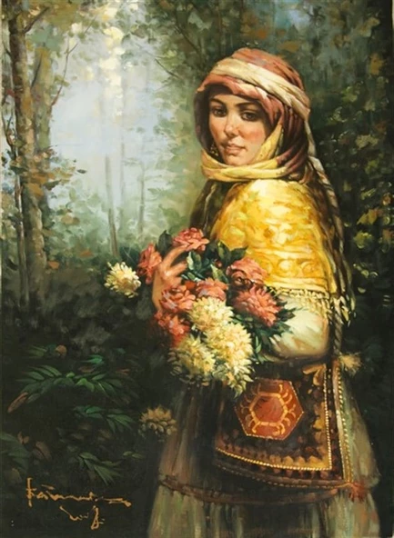 Köylü Kızı - Kanvas Tablo - Resim 2
