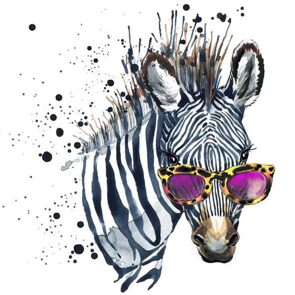 Güneş Gözlüklü Zebra - Kanvas Tablo ürün görseli 1