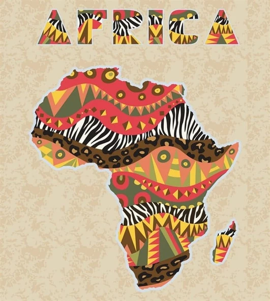 Afrika Haritası - Etnik Kanvas Tablo ürün görseli 1