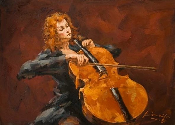 Violoncello - Kanvas Tablo - Resim 2