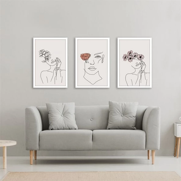 Flower Woman Çerçeveli Poster Seti ürün görseli 1