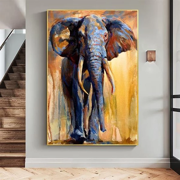 Elephant Yağlı Boya Dokulu Tablo - Resim 2