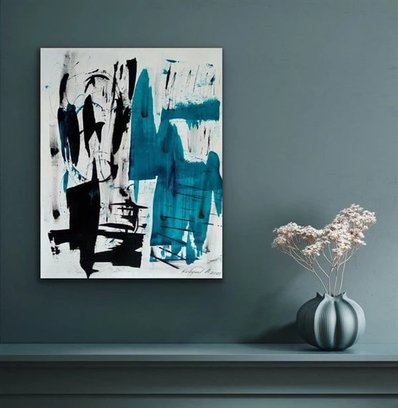 Turquoise Blue Yağlı Boya Dokulu Tablo ürün görseli 1