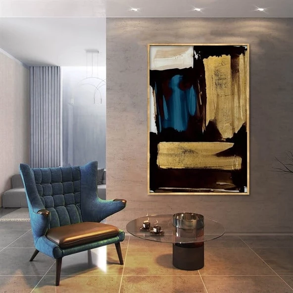 Gold & Black - Yağlı Boya Dokulu Tablo ürün görseli 1