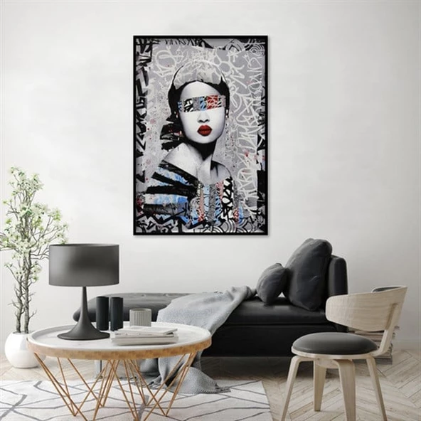 Monochrome Beauty - Yağlı Boya Dokulu Tablo ürün görseli 1